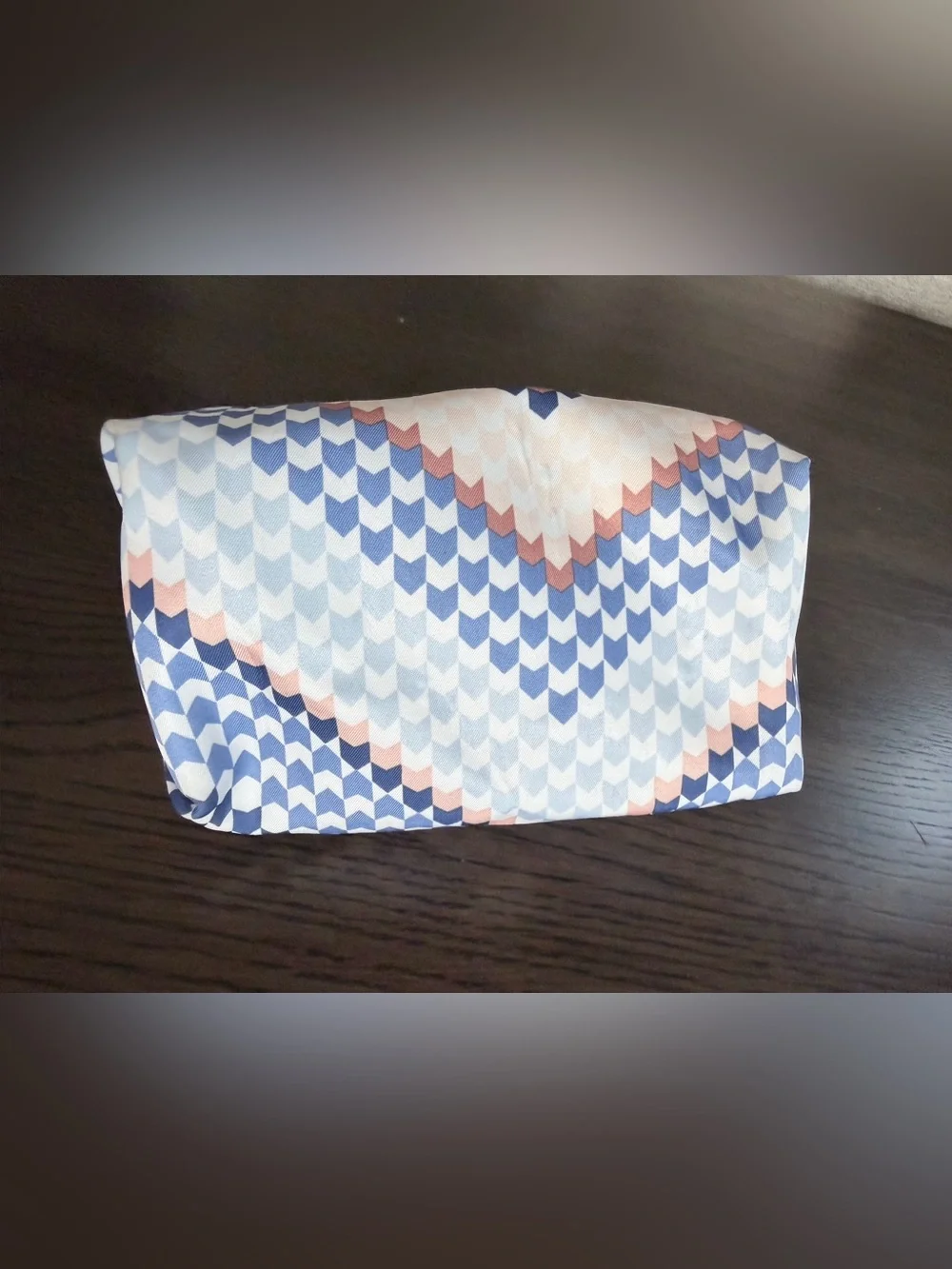 Stella and Dot Peach Navy Chevron Cosmetic Pouch